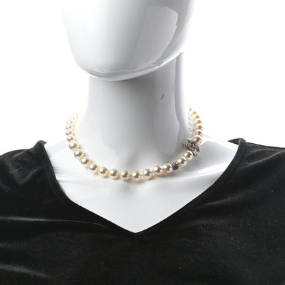 Chanel Pearl Crystal CC Short Necklace Gold Pink 2 of 5
