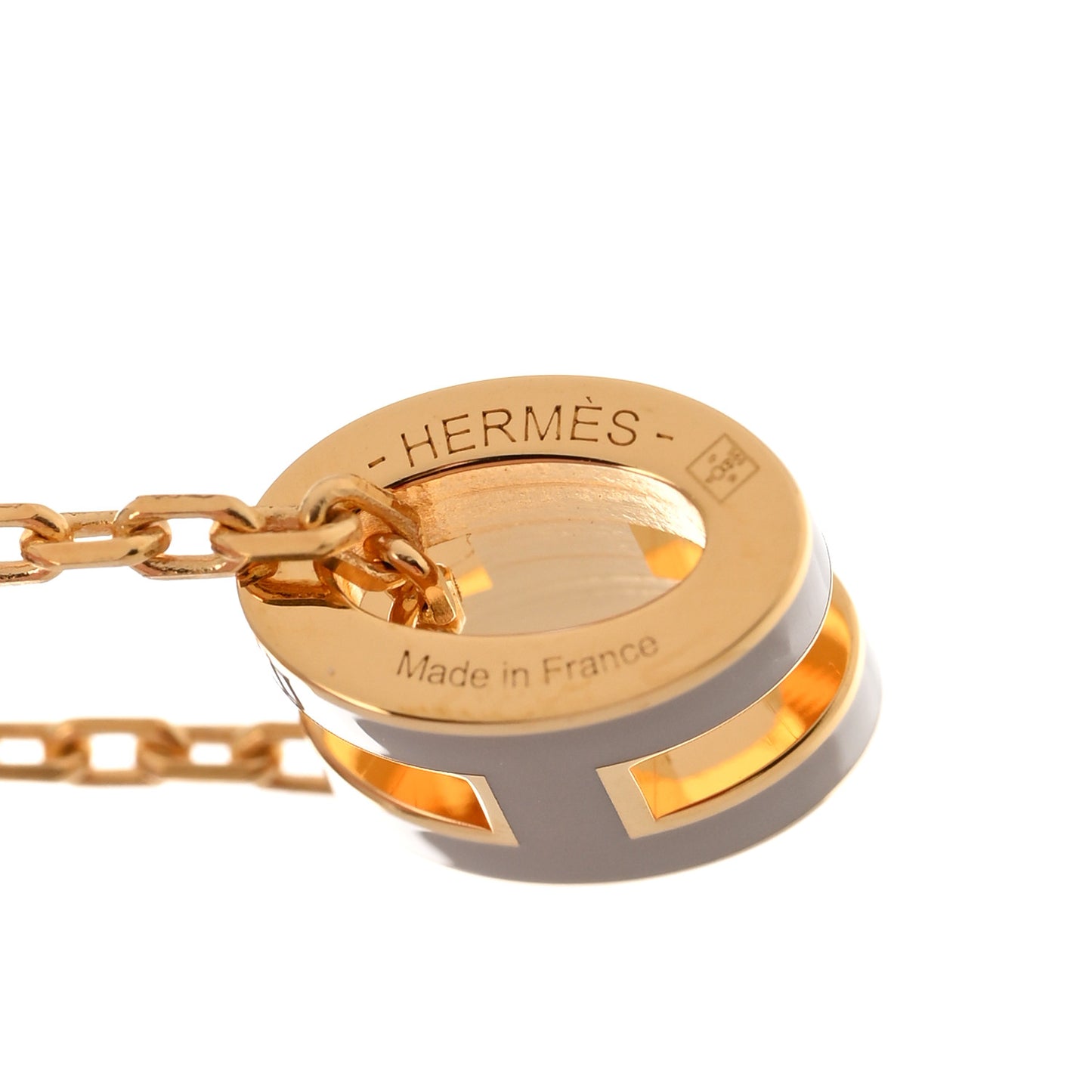 Lacquered Gold Mini Pop H Pendant Necklace Marron Glace