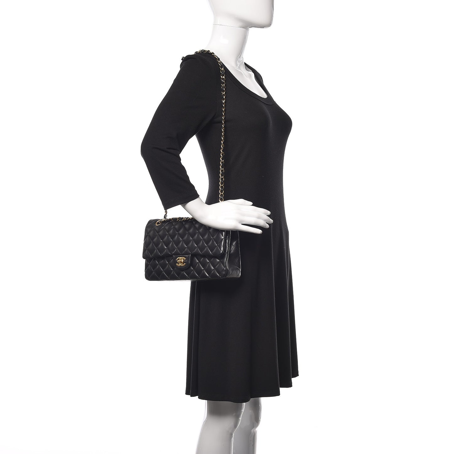Lambskin Quilted Medium Double Flap Black