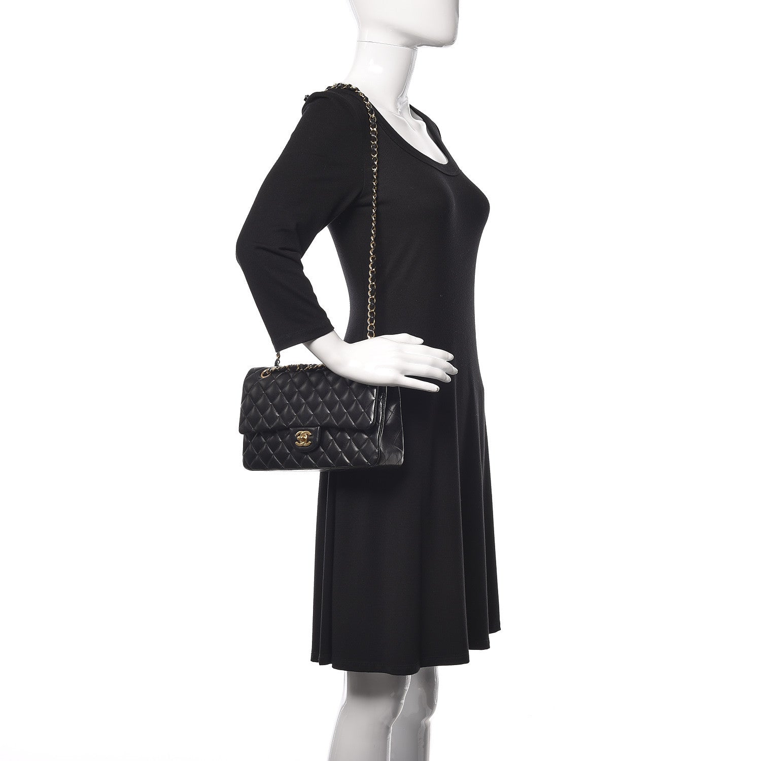 Chanel Lambskin Quilted Medium Double Flap Black 2 of 9