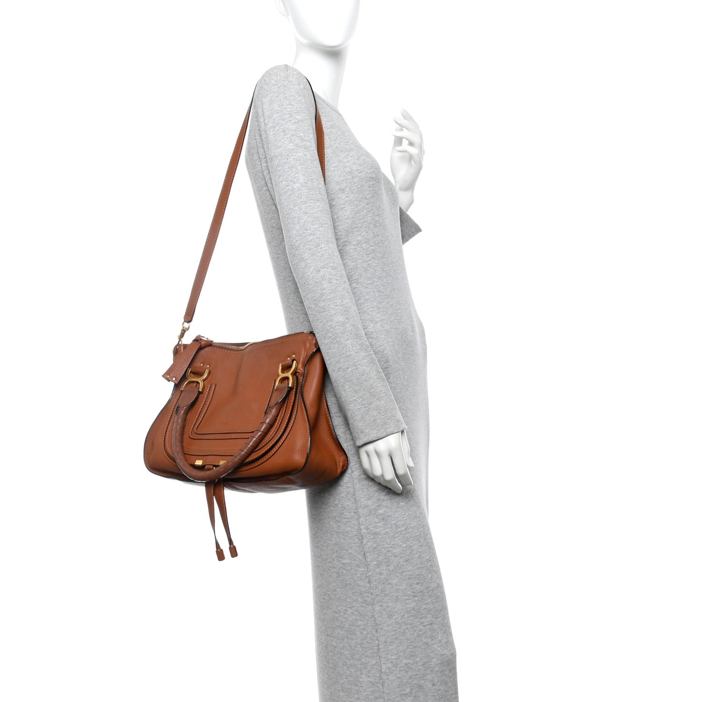 Calfskin Medium Marcie Satchel Tan