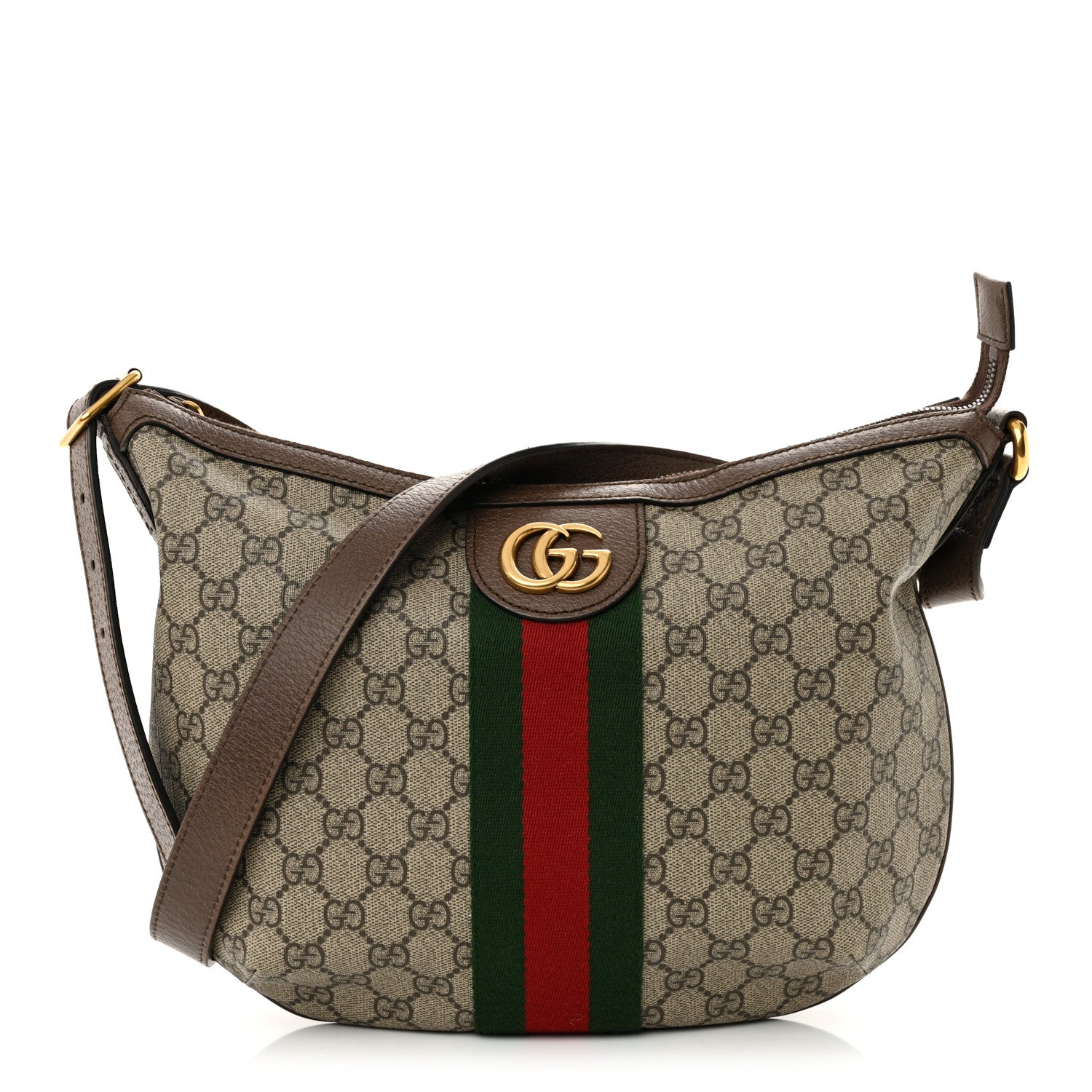 Gucci GG Supreme Monogram Web Small Ophidia Half Moon Hobo Brown 1 of 13