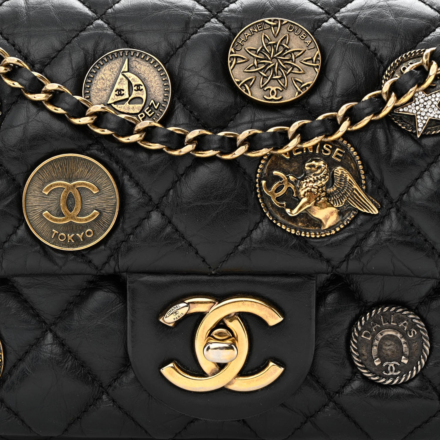 Chanel Aged Calfskin Quilted Mini Medallion Flap Black 8 of 11