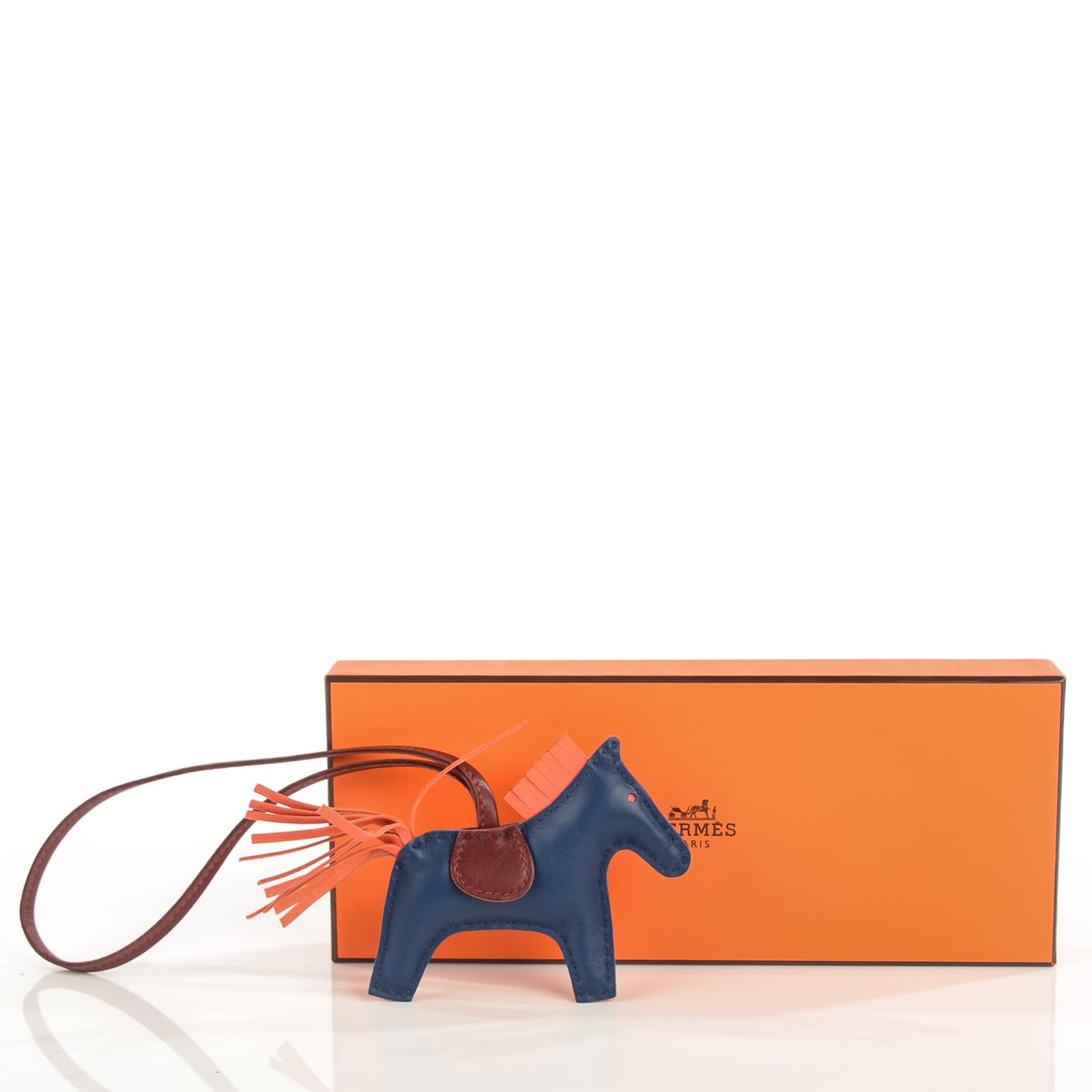 Lambskin Grigri Rodeo Horse Bag Charm PM Bleu de Malte Rouge H Peony