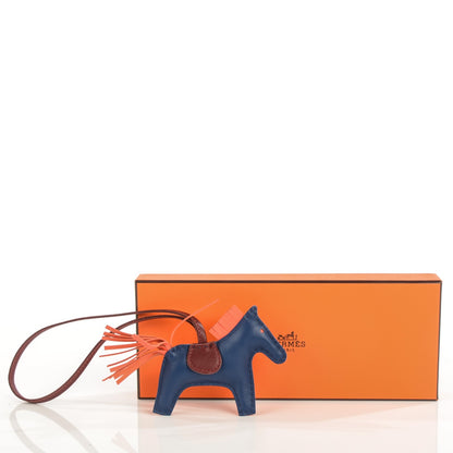 Hermes Lambskin Grigri Rodeo Horse Bag Charm PM Bleu de Malte Rouge H Peony 4 of 4