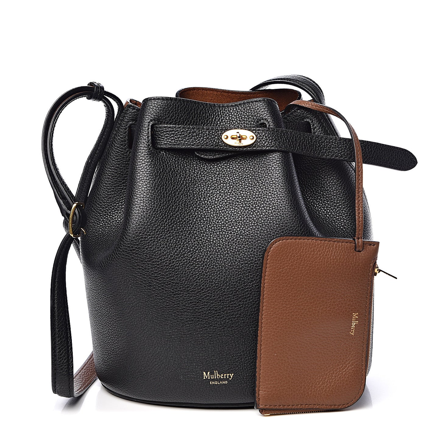 Small Classic Grain Calfskin Small Abbey Bucket Bag Black