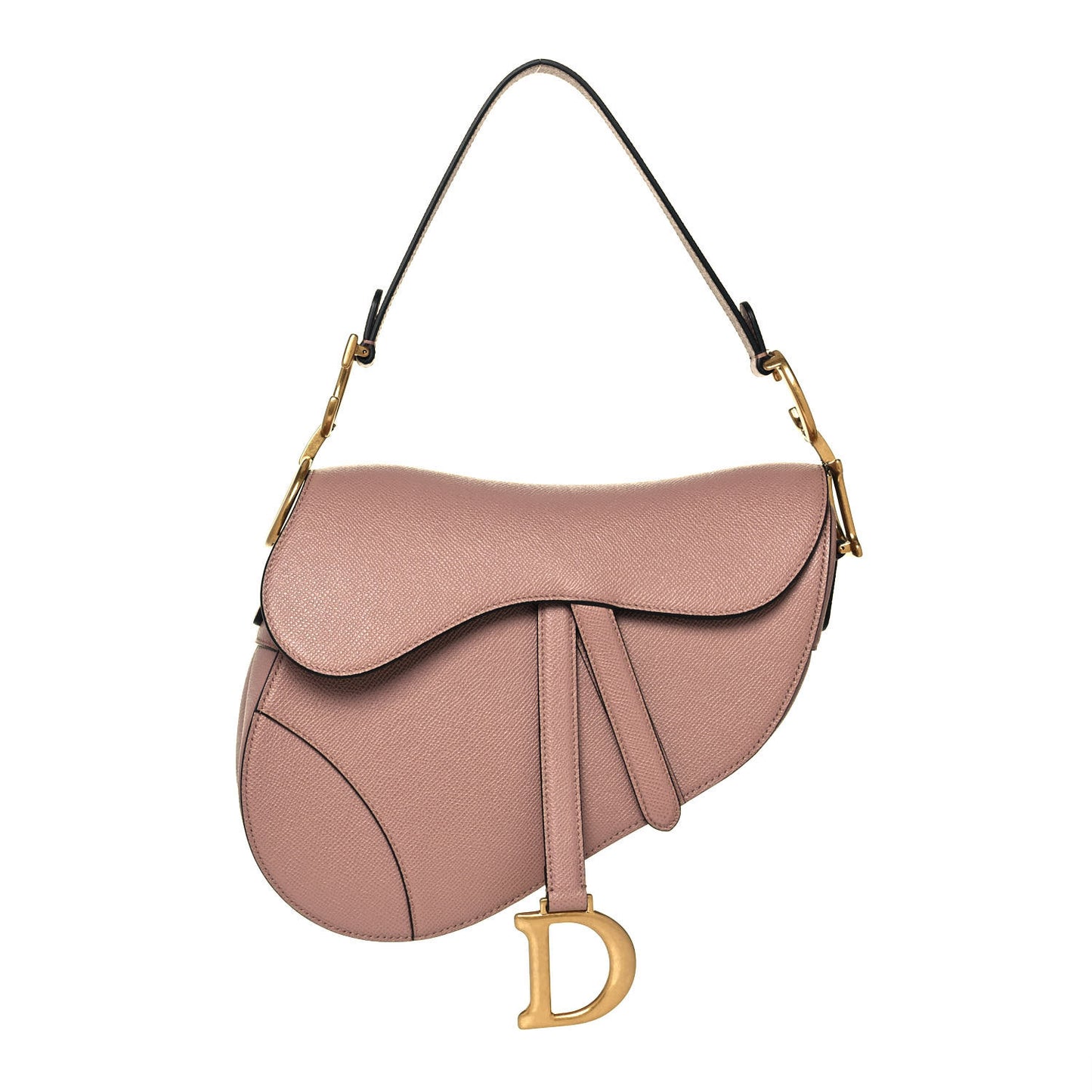 Grained Calfskin Saddle Bag Pink