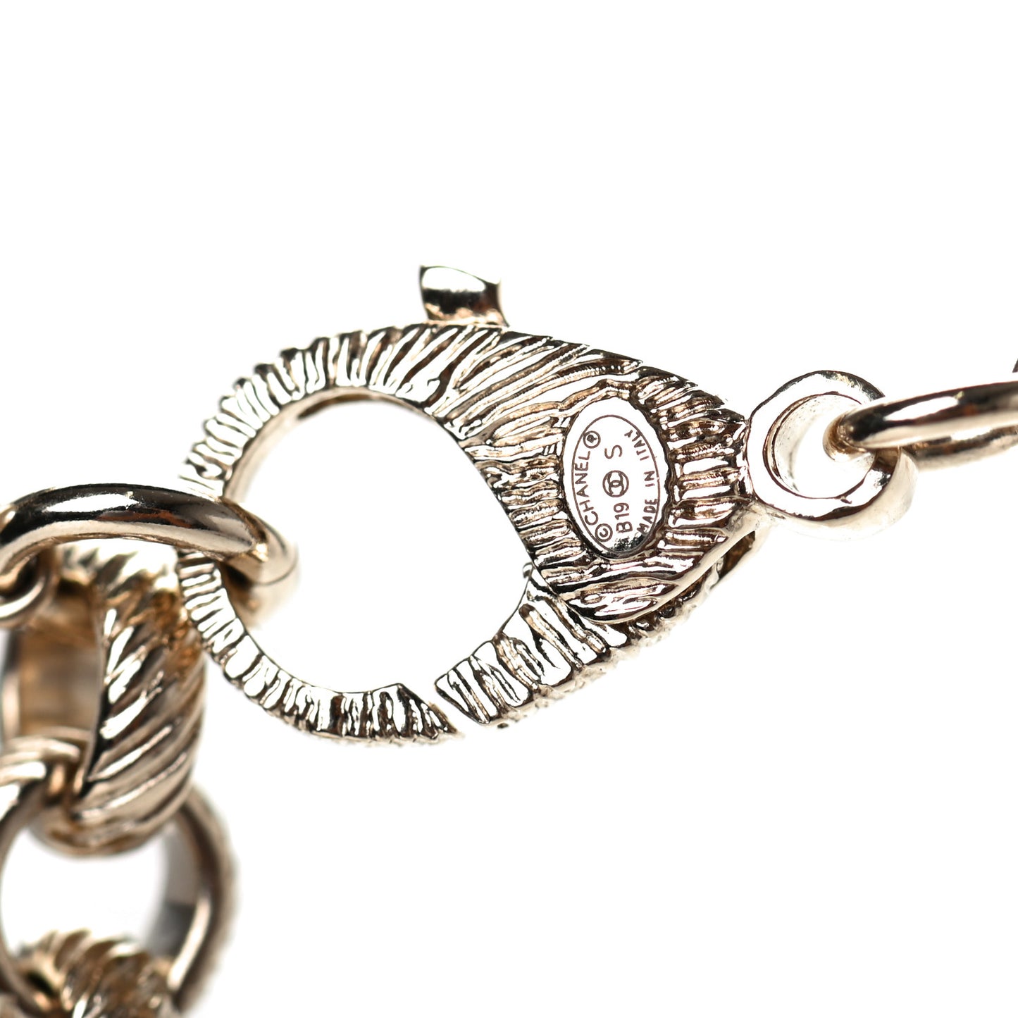 Pearl Crystal Cha-Nel Logo Necklace Gold