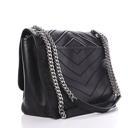 Saint Laurent Lambskin Matelasse Monogram Microstud Medium Niki Chain Satchel Black 3 of 10