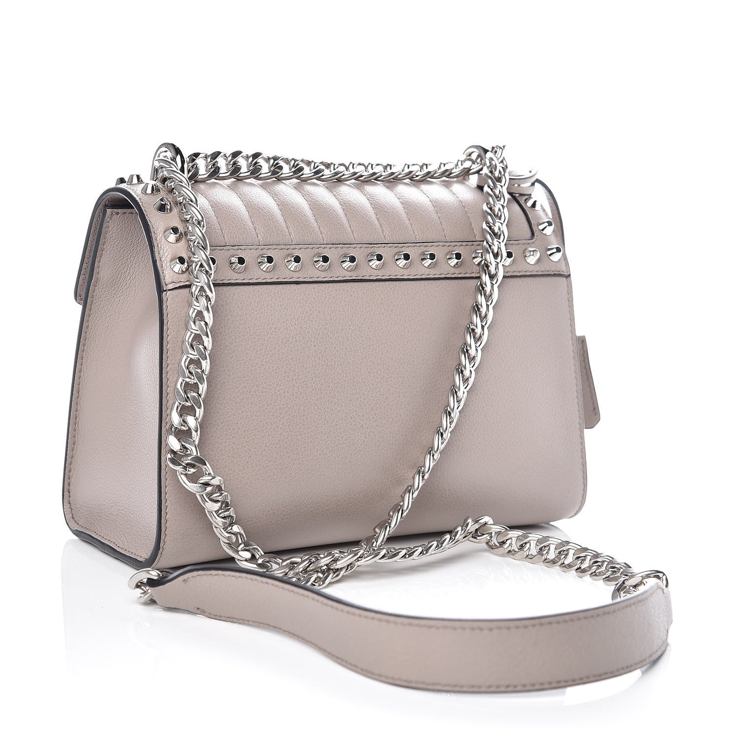 Prada Glace Calfskin Studded Sound Flap Crossbody Shoulder Bag Pomice 3 of 10