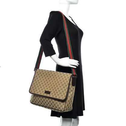 Gucci Monogram Web Medium Flap Messenger Beige Dark Brown 2 of 13