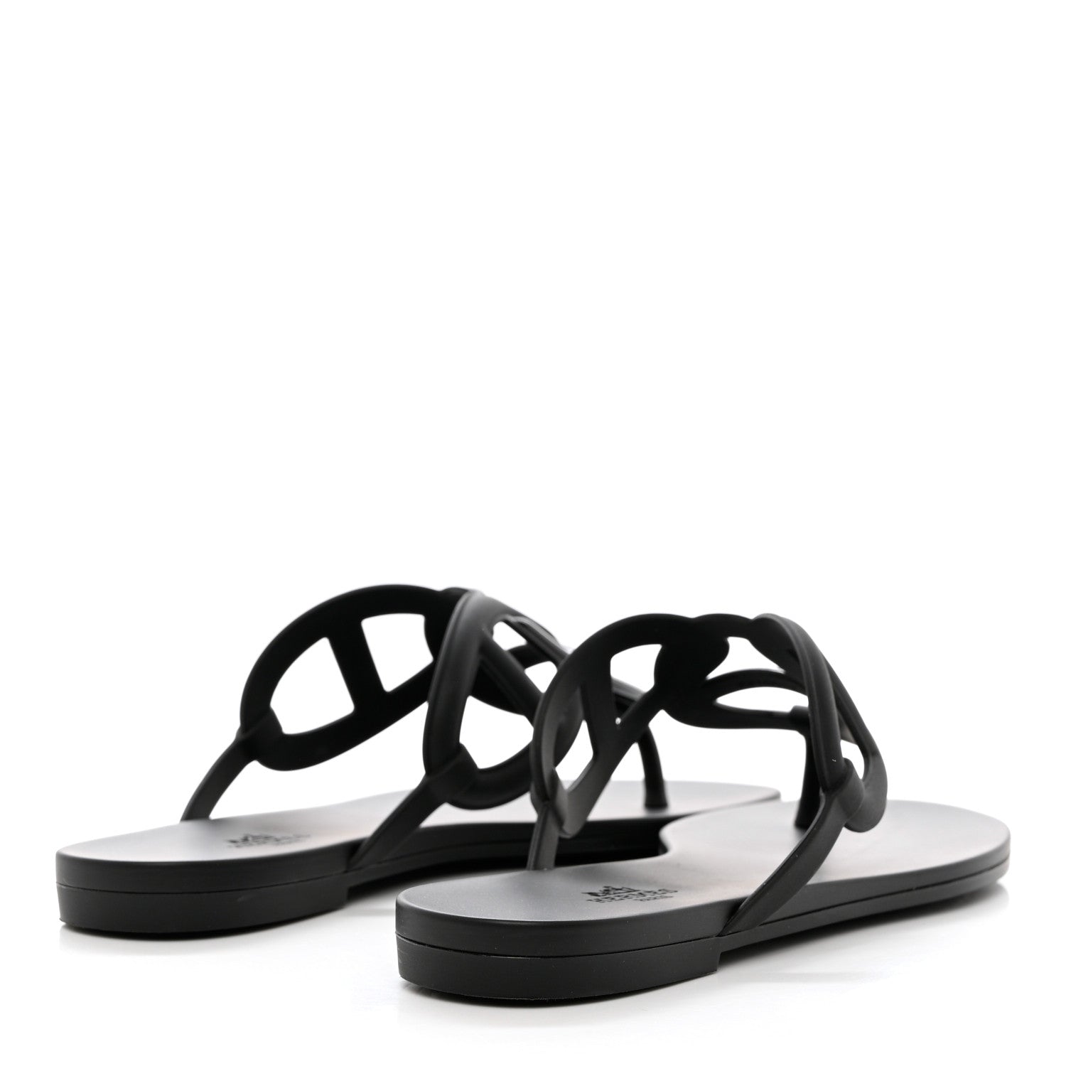 Hermes Rubber Womens Egerie Sandals 38 Black 4 of 9