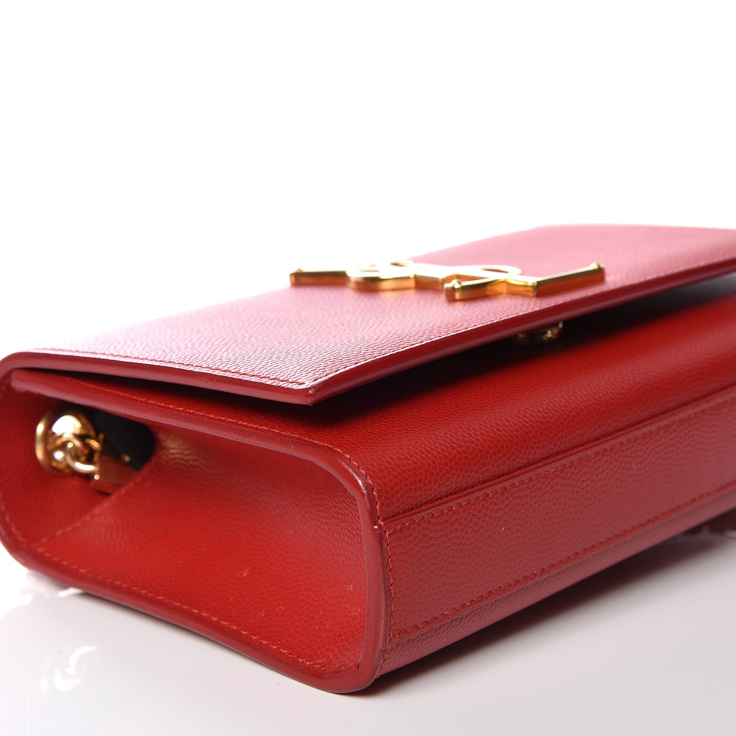 Saint Laurent Grain De Poudre Small Monogram Kate Satchel Red 5 of 9