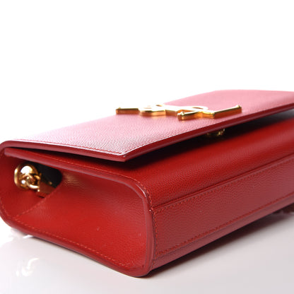 Saint Laurent Grain De Poudre Small Monogram Kate Satchel Red 5 of 9