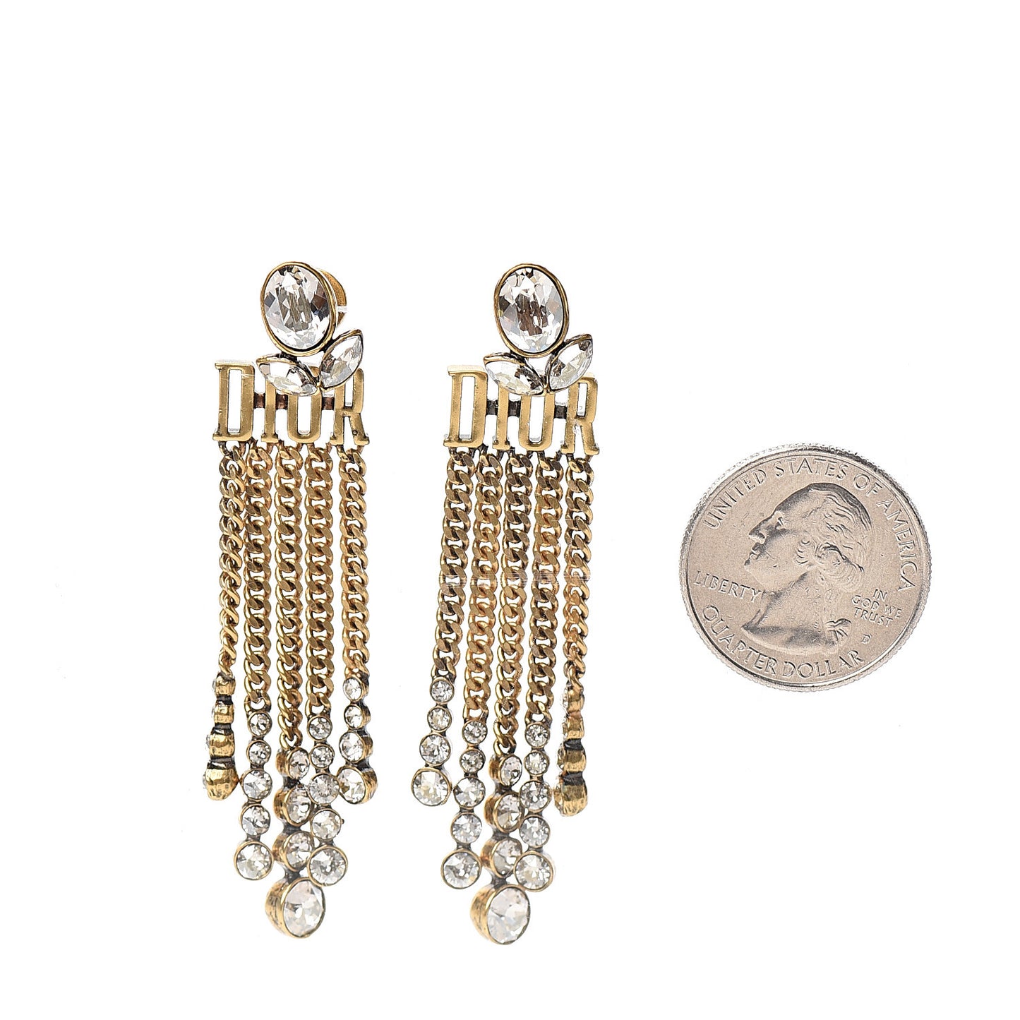 Crystal Chain Dio(r)evolution Earrings Aged Gold