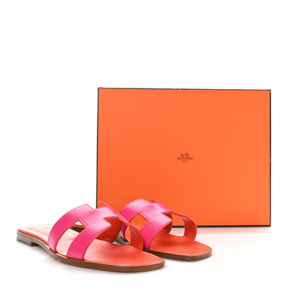 Hermes Box Calfskin Oran Sandals 41 Rose Flash Orange H 8 of 8