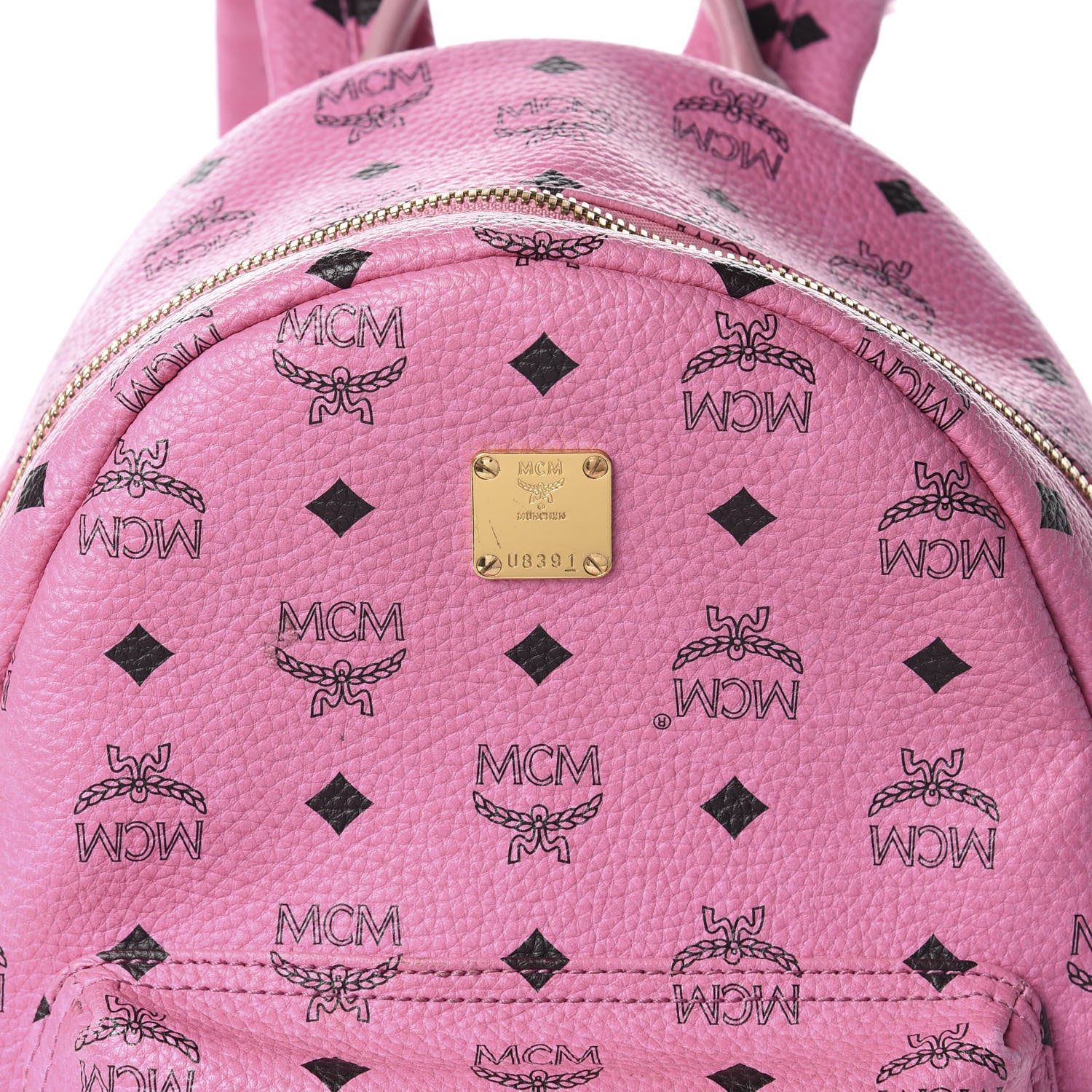 MCM Visetos Small Side Stud Stark Backpack Pink 9 of 9