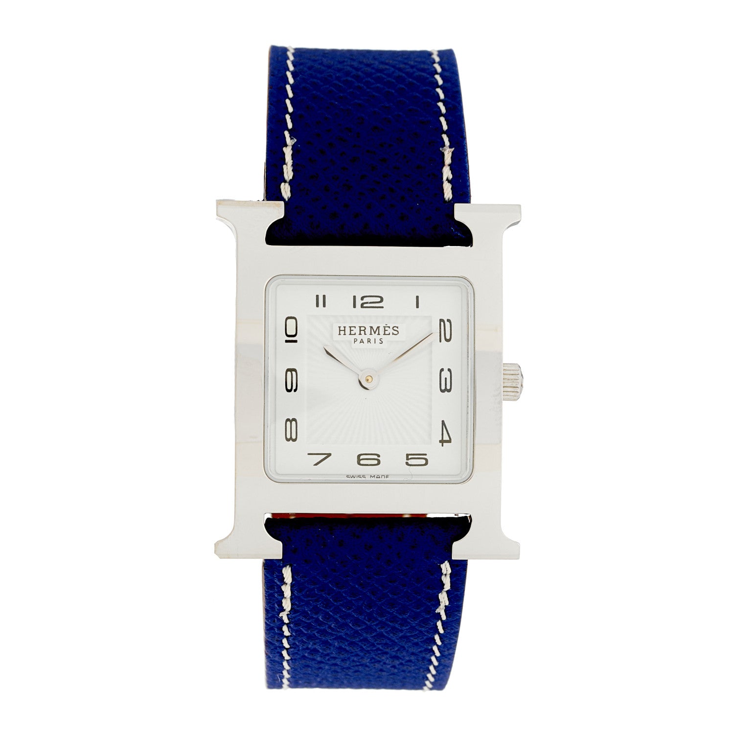 Hermes Stainless Steel Epsom 26mm Heure H Hour Quartz Watch Bleu Electrique 1 of 4