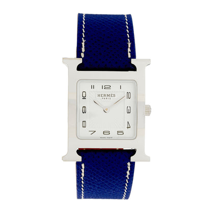 Hermes Stainless Steel Epsom 26mm Heure H Hour Quartz Watch Bleu Electrique 1 of 4