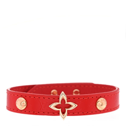 Louis Vuitton Calfskin Monogram Blooming Bracelet 19 Red 1 of 6