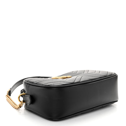 Gucci Calfskin Matelasse Small GG Marmont Chain Shoulder Bag Black 4 of 11