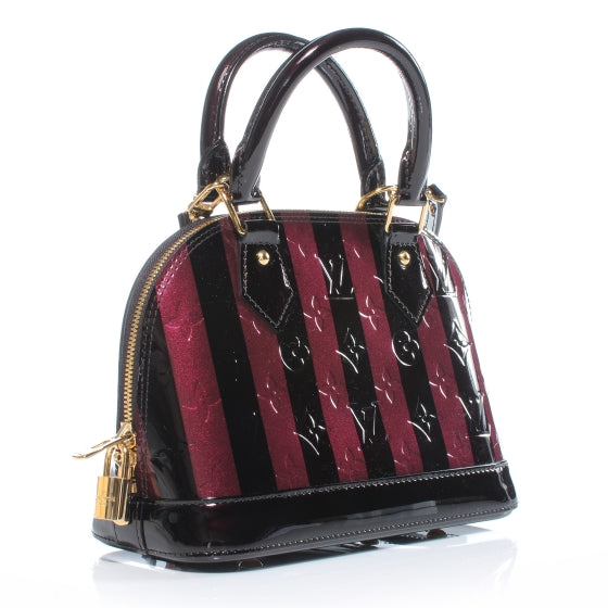 Louis Vuitton Vernis Rayures Alma BB Amarante 3 of 7