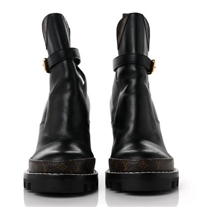 Louis Vuitton Calfskin Monogram Star Trail Ankle Boots 37.5 Black 2 of 11