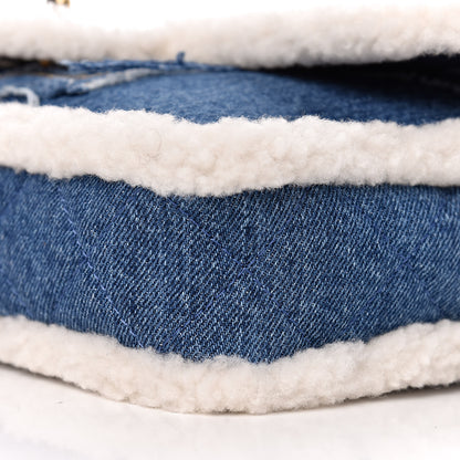 Chanel Denim Shearling Hieroglyph Flap Blue 9 of 10