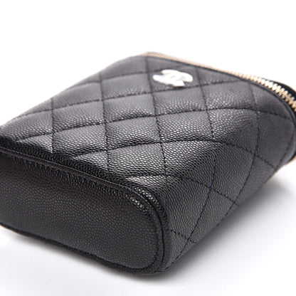Chanel Caviar Quilted Small Vertical Coco Beauty Vanity Case With Chain Black 9 of 10