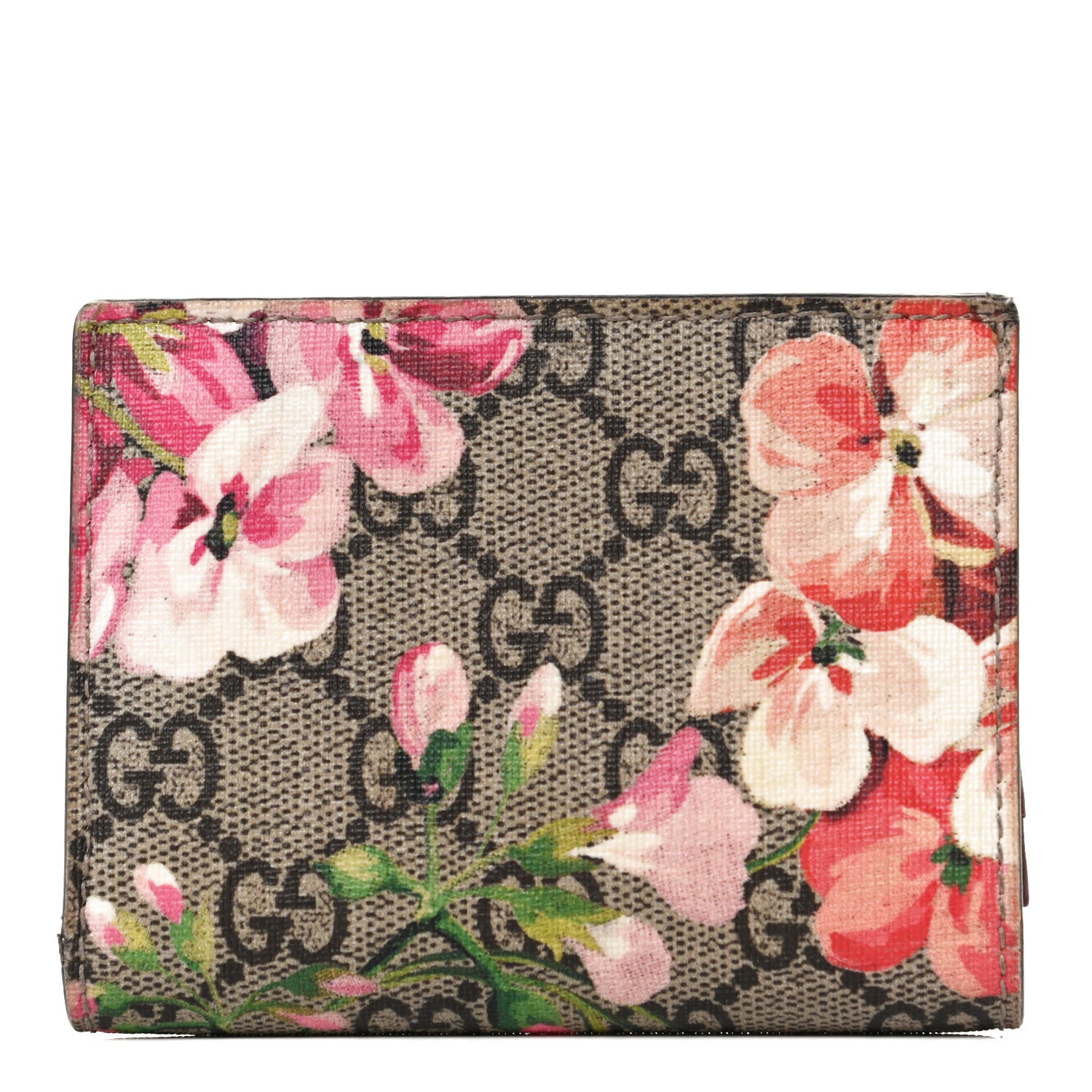 Gucci GG Supreme Monogram Blooms Card Case Beige Multicolor Dry Rose 1 of 11