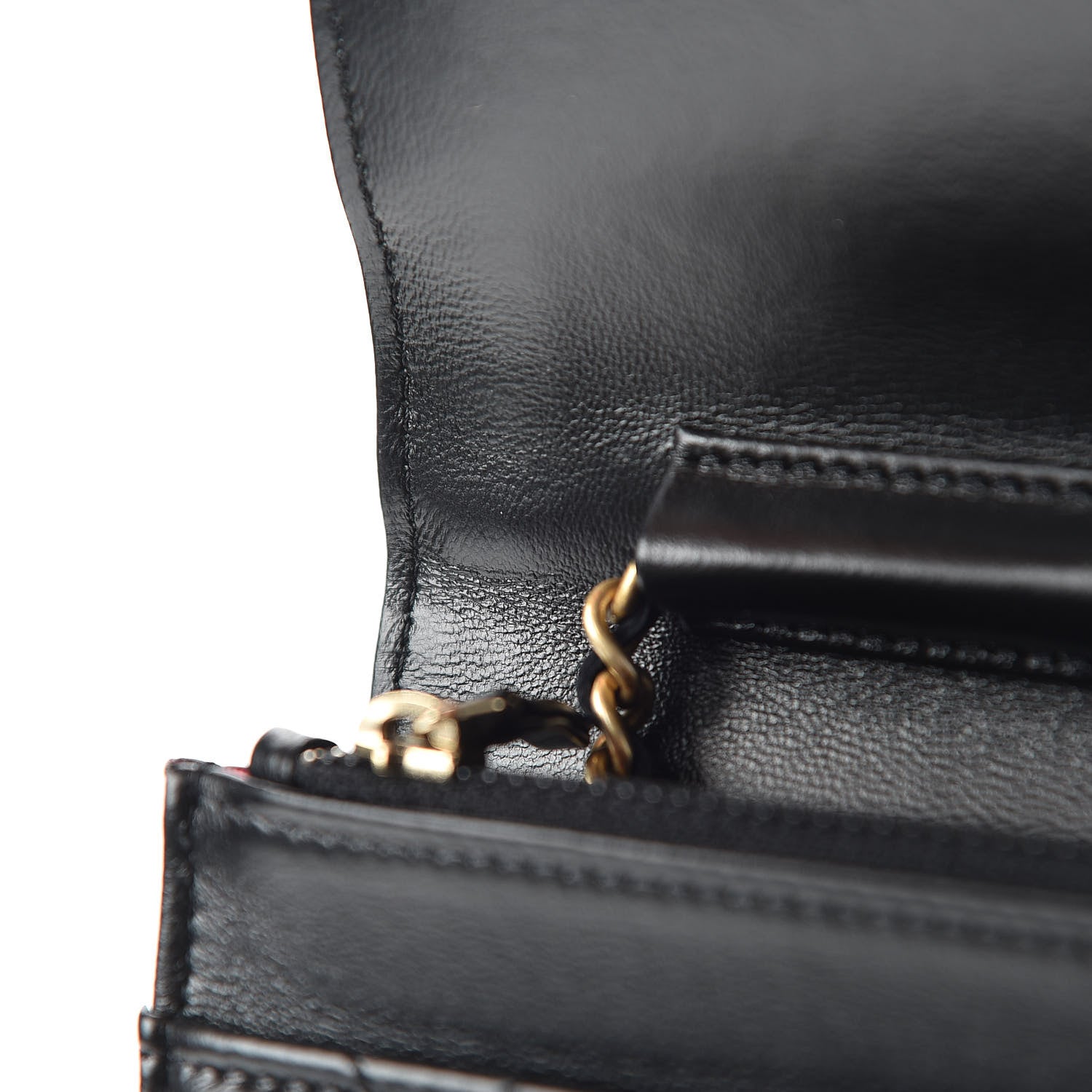 Chanel Lambskin Quilted Running Chain Wallet On Chain WOC Black 13 of 13