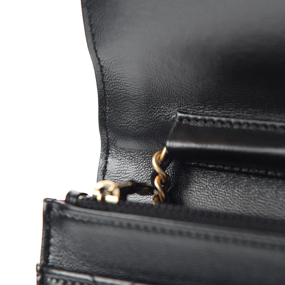 Chanel Lambskin Quilted Running Chain Wallet On Chain WOC Black 13 of 13