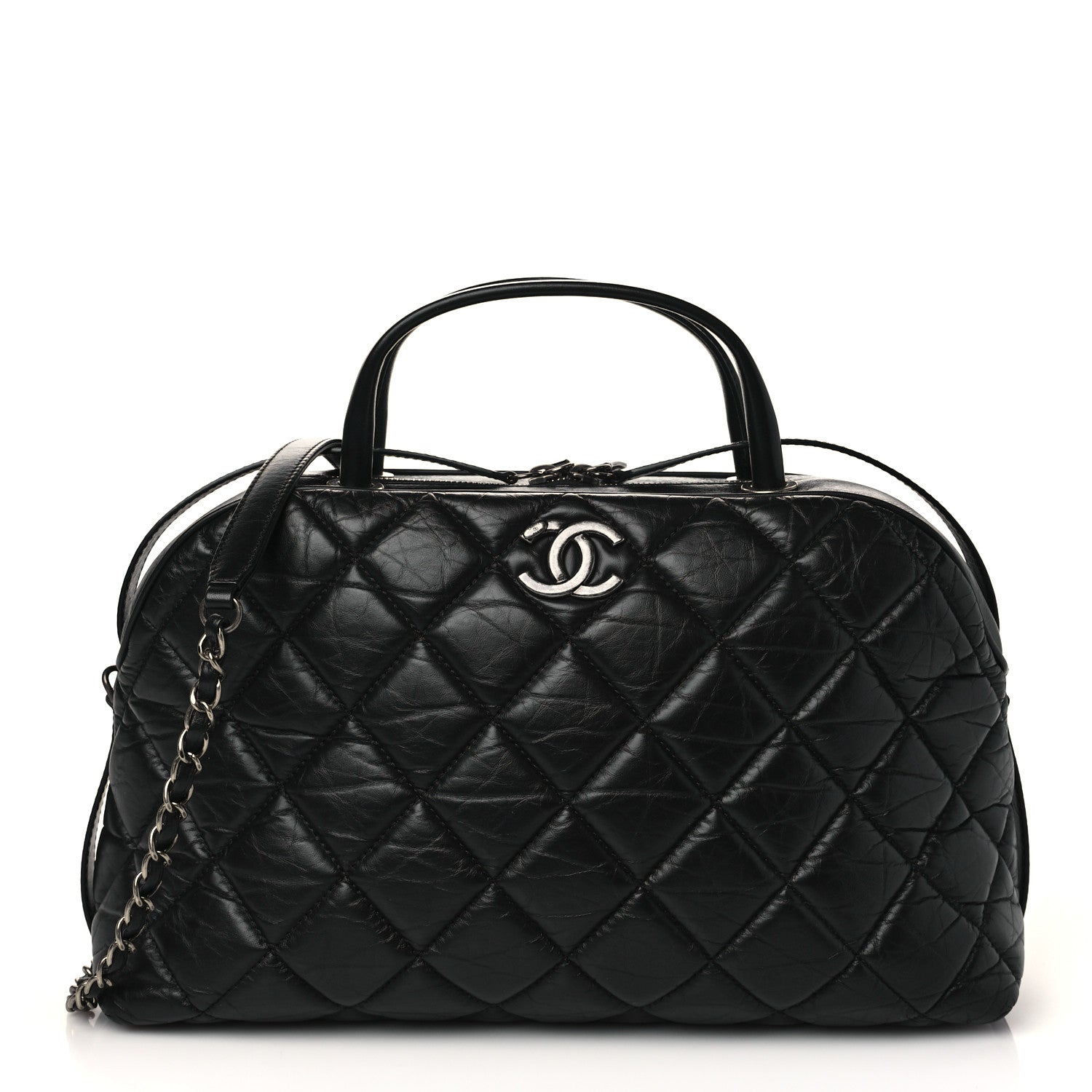 Chanel Aged Calfskin Small Bowling Bag Black 1 of 9