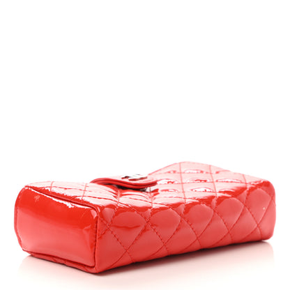 Chanel Patent Quilted Mini Phone Holder Clutch Red 5 of 10