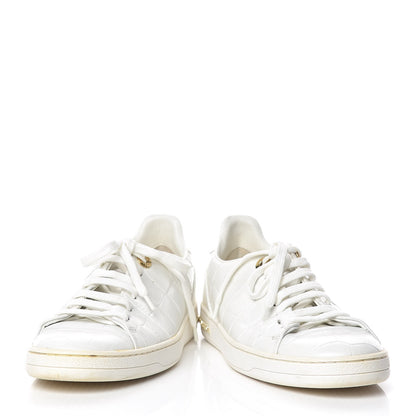 Louis Vuitton Calfskin Crocodile Embossed Frontrow Sneakers 36.5 White 6 of 9