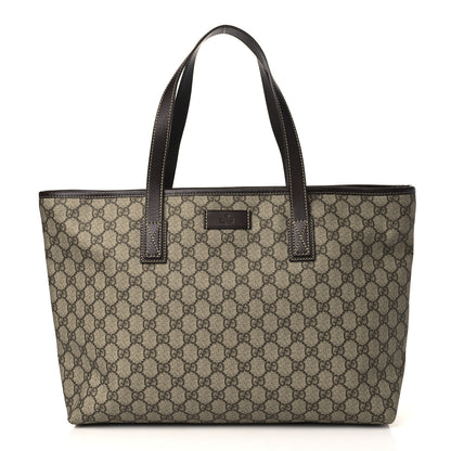 Gucci GG Supreme Monogram Medium Zippered Shopping Tote Dark Brown 1 of 9