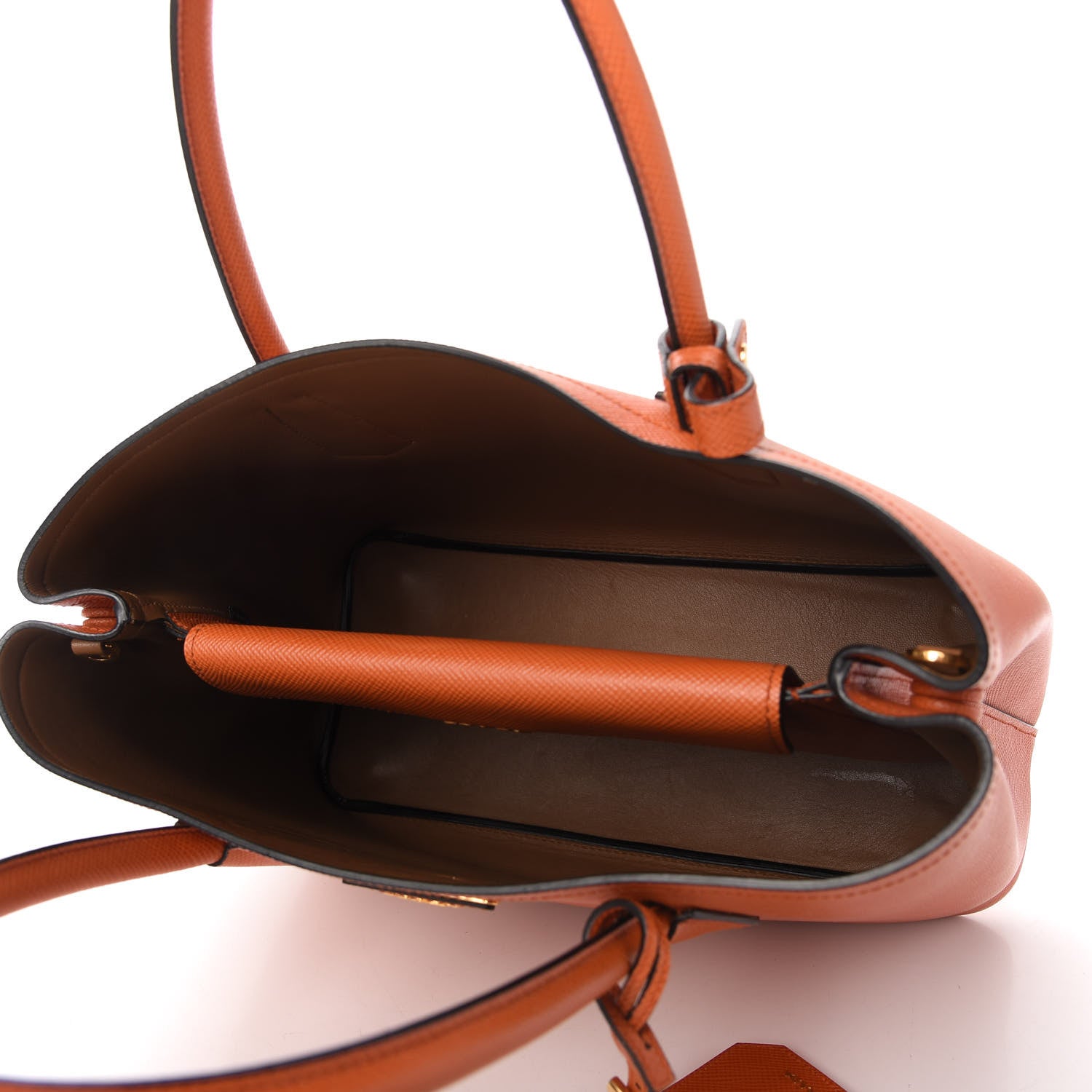 Prada Saffiano Cuir Medium Double Bag Papaya 5 of 10