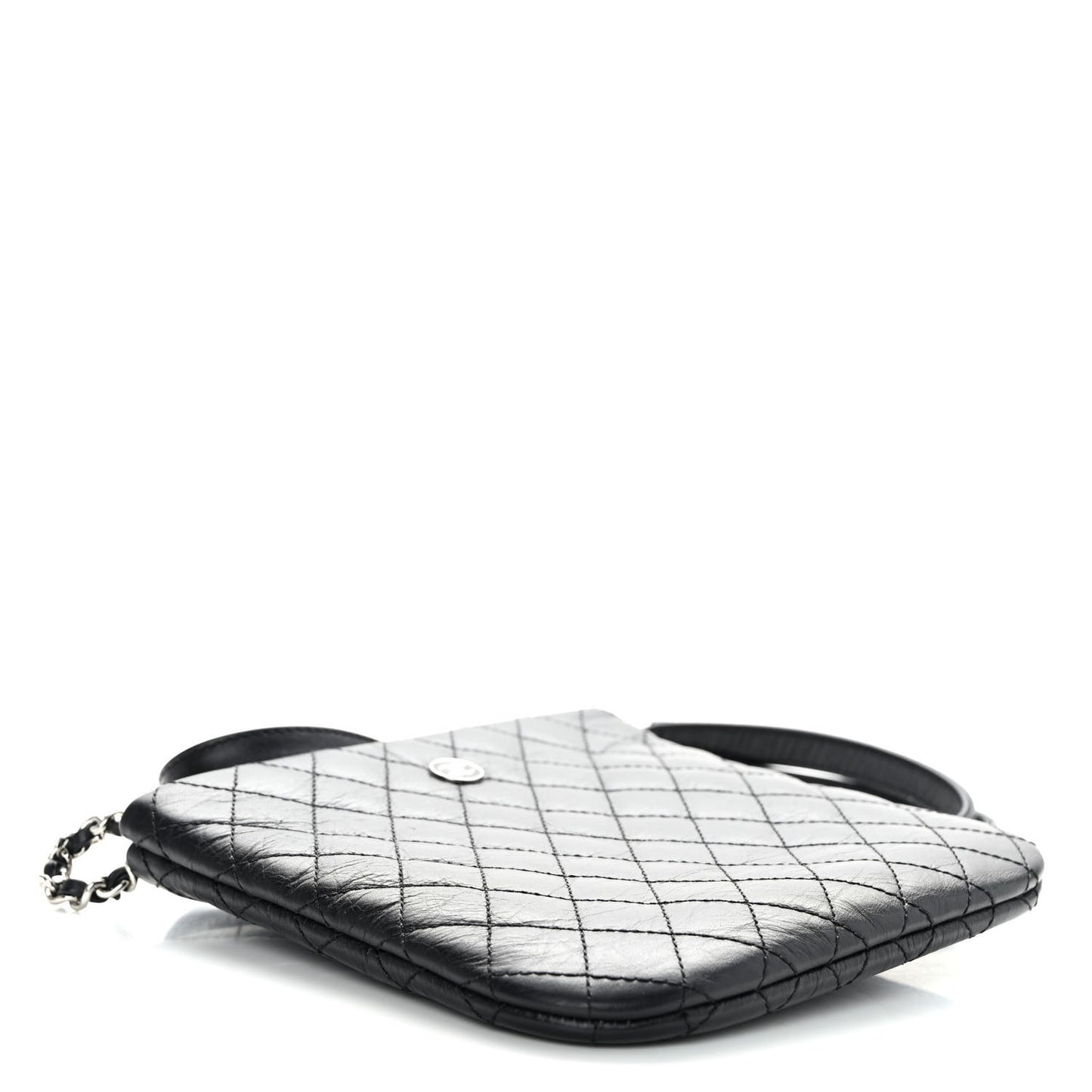 Aged Calfskin Quilted Crossbody Bag Black