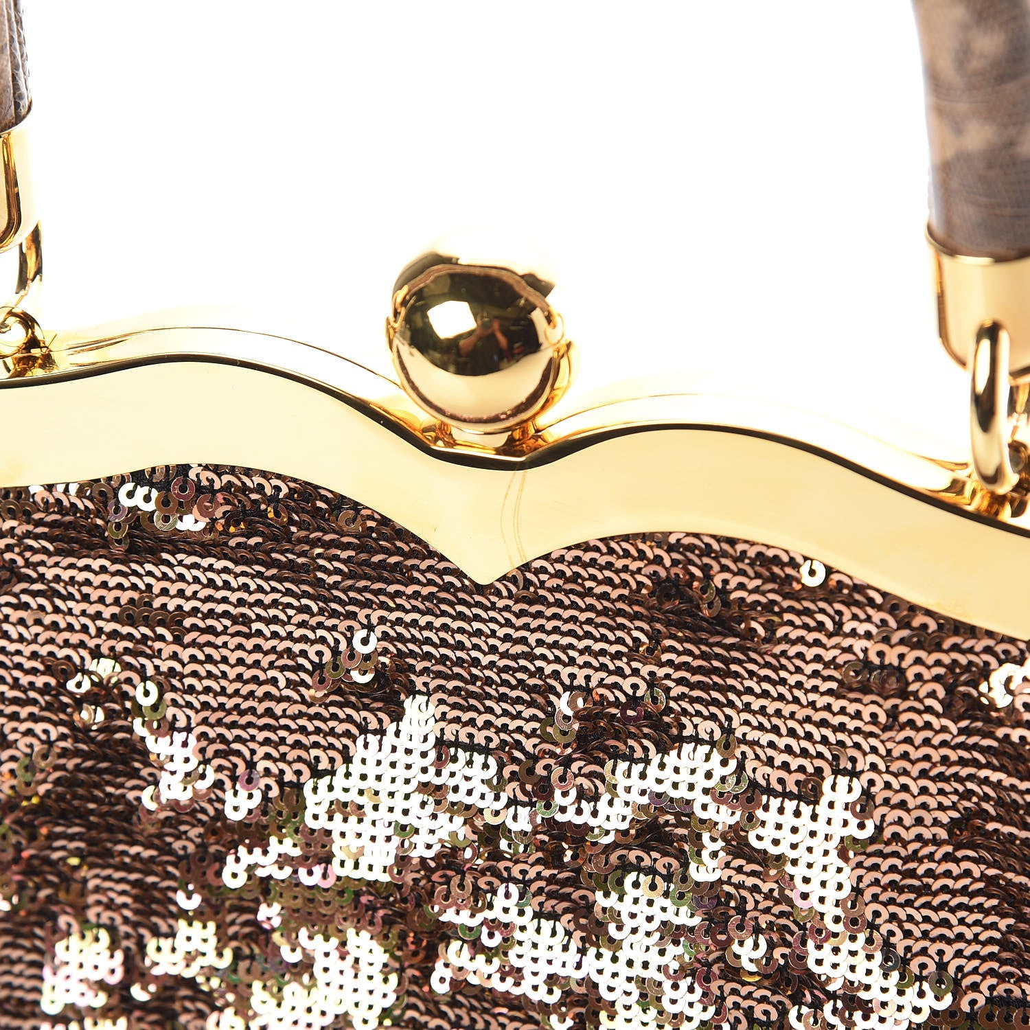 Miu Miu Paillettes Sequin Lizard Top Handle Frame Bag Cammeo 11 of 11