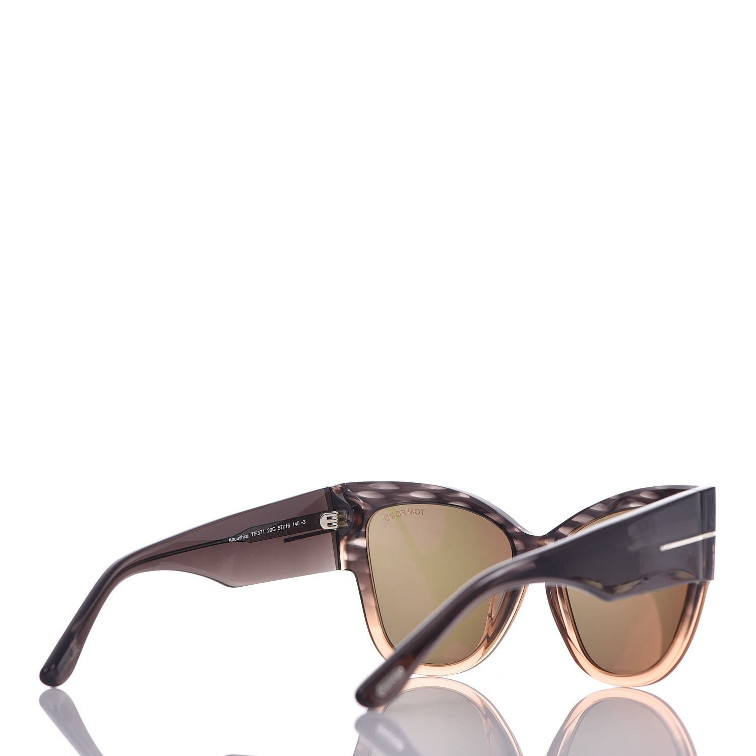Tom Ford Acetate Anoushka Cat Eye Sunglasses TF371 Melange Grey Peach 4 of 9