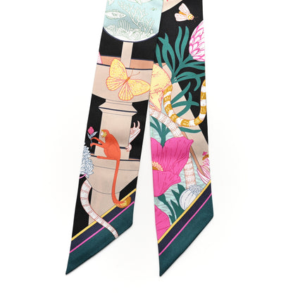 Hermes Silk Precious Paradise Twilly Black Beige Multicolor 3 of 8