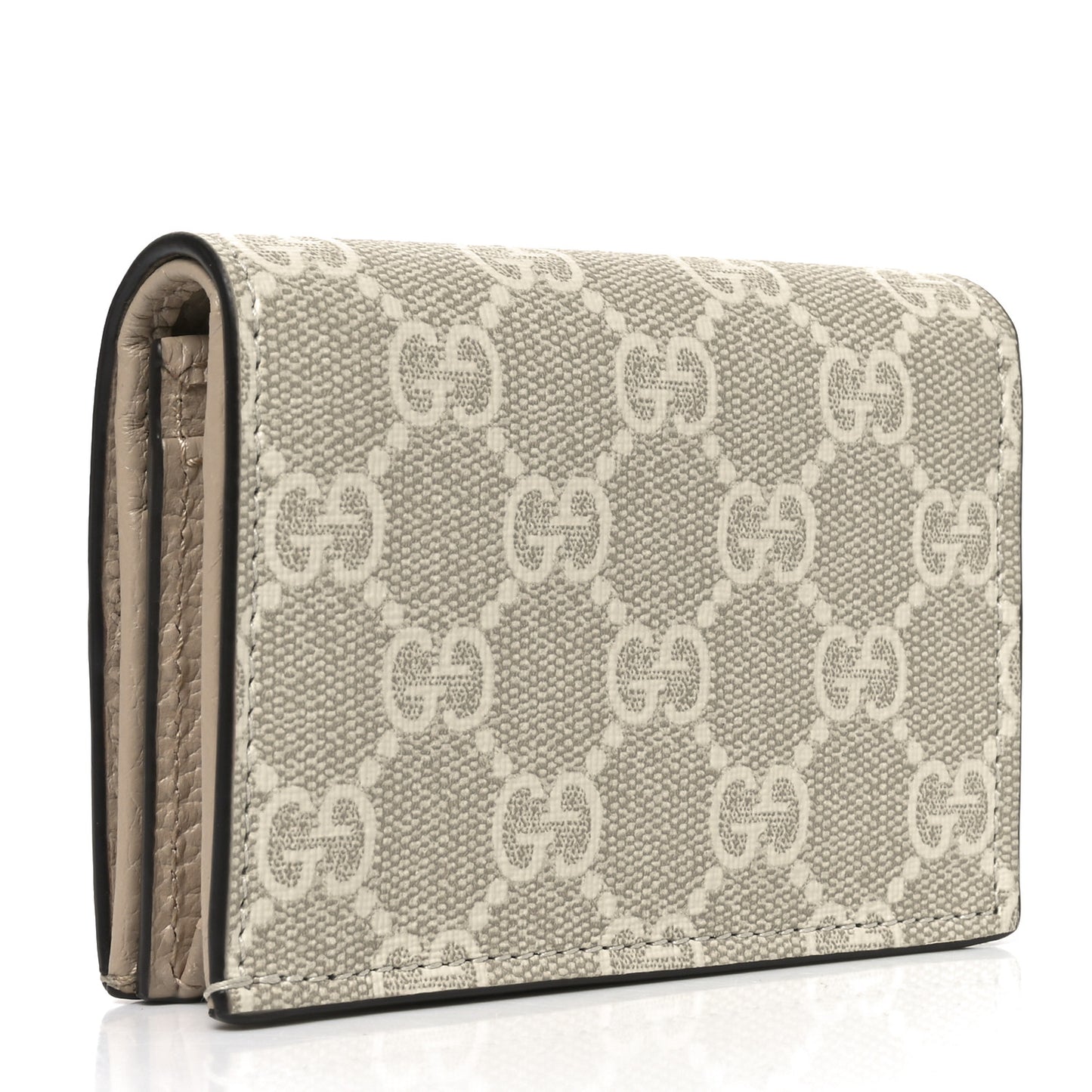 Dollar Calfskin GG Supreme Monogram GG Marmont Card Case Beige Mystic White Oatmeal