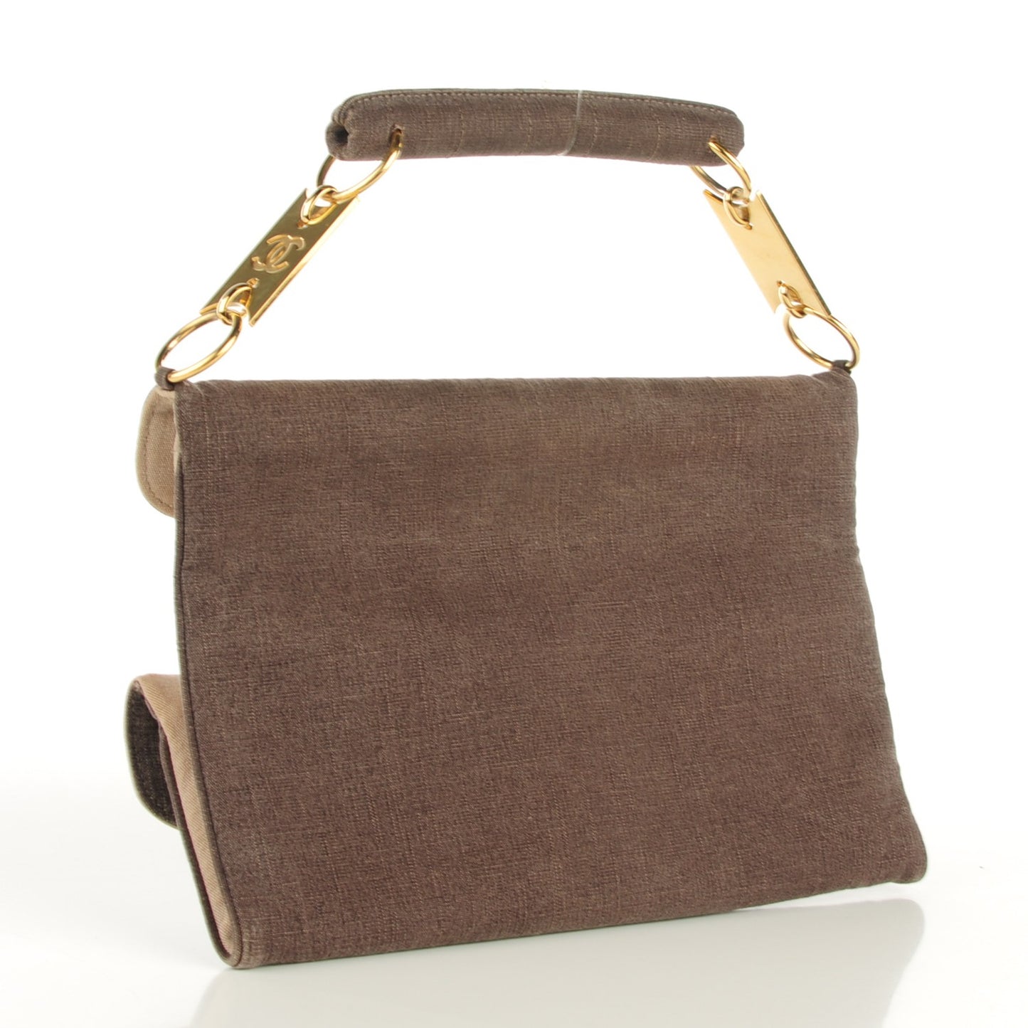 Canvas Mademoiselle Double Flap Clutch Dark Brown