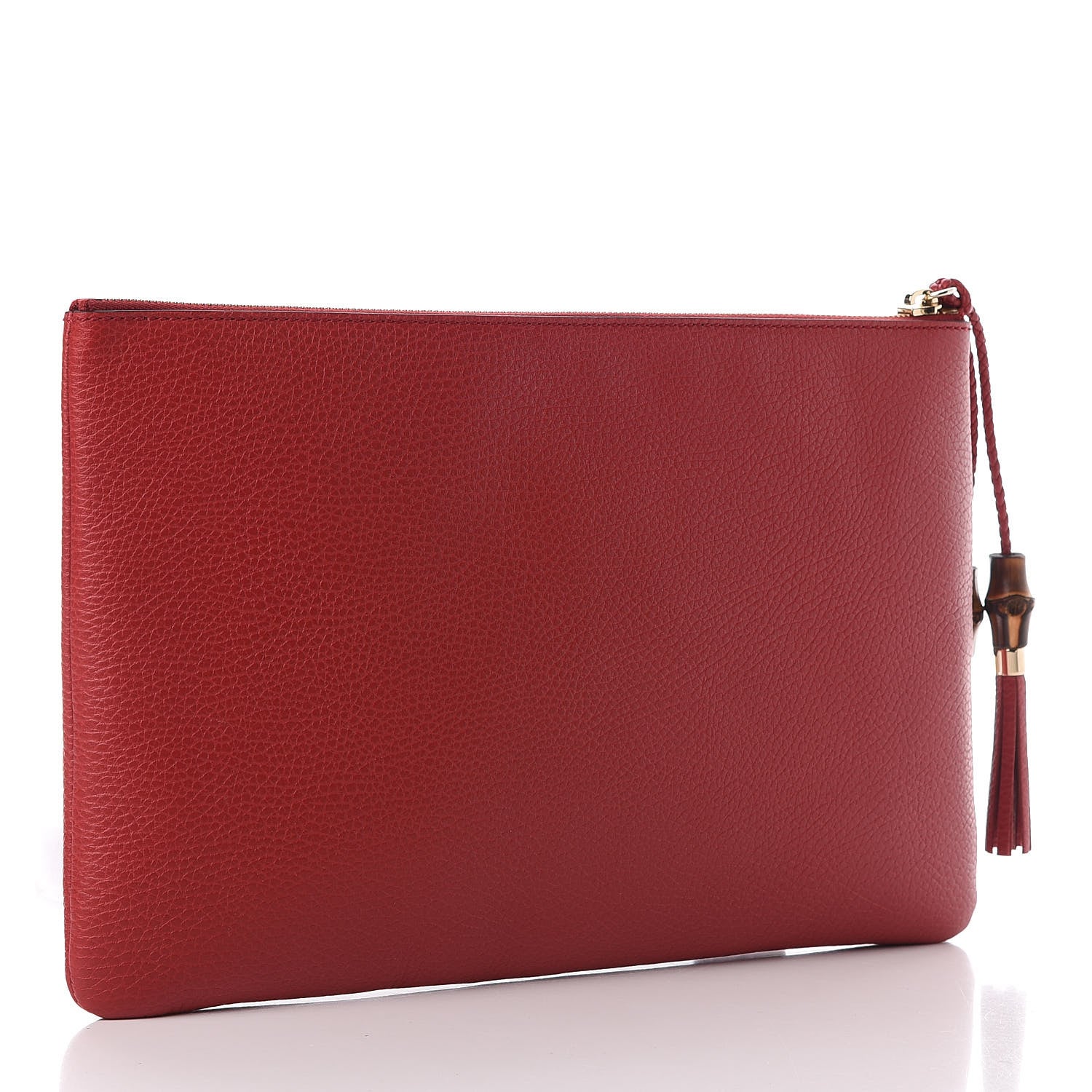 Gucci Calfskin Large Bamboo Clutch Red 3 of 11
