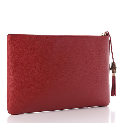 Gucci Calfskin Large Bamboo Clutch Red 3 of 11