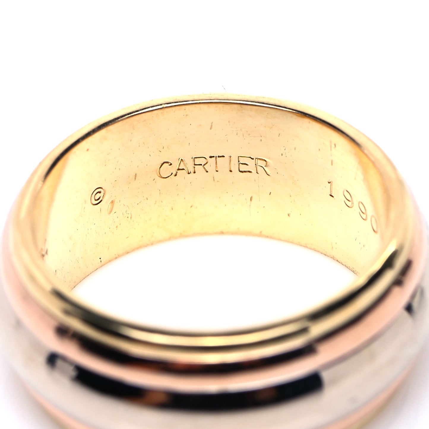 18K Pink Yellow White Gold Trinity Saturn Band Ring 54 7