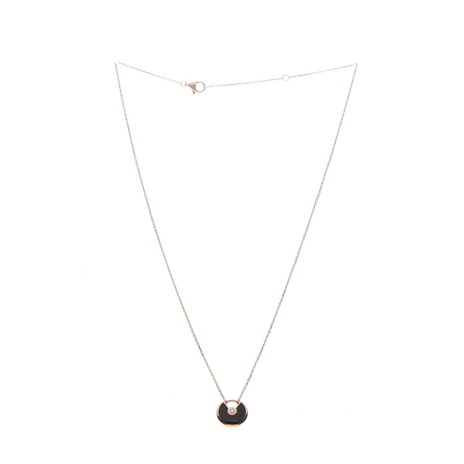 Cartier 18K Pink Gold Diamond Black Onyx XS Amulette de Cartier Pendant Necklace 3 of 7