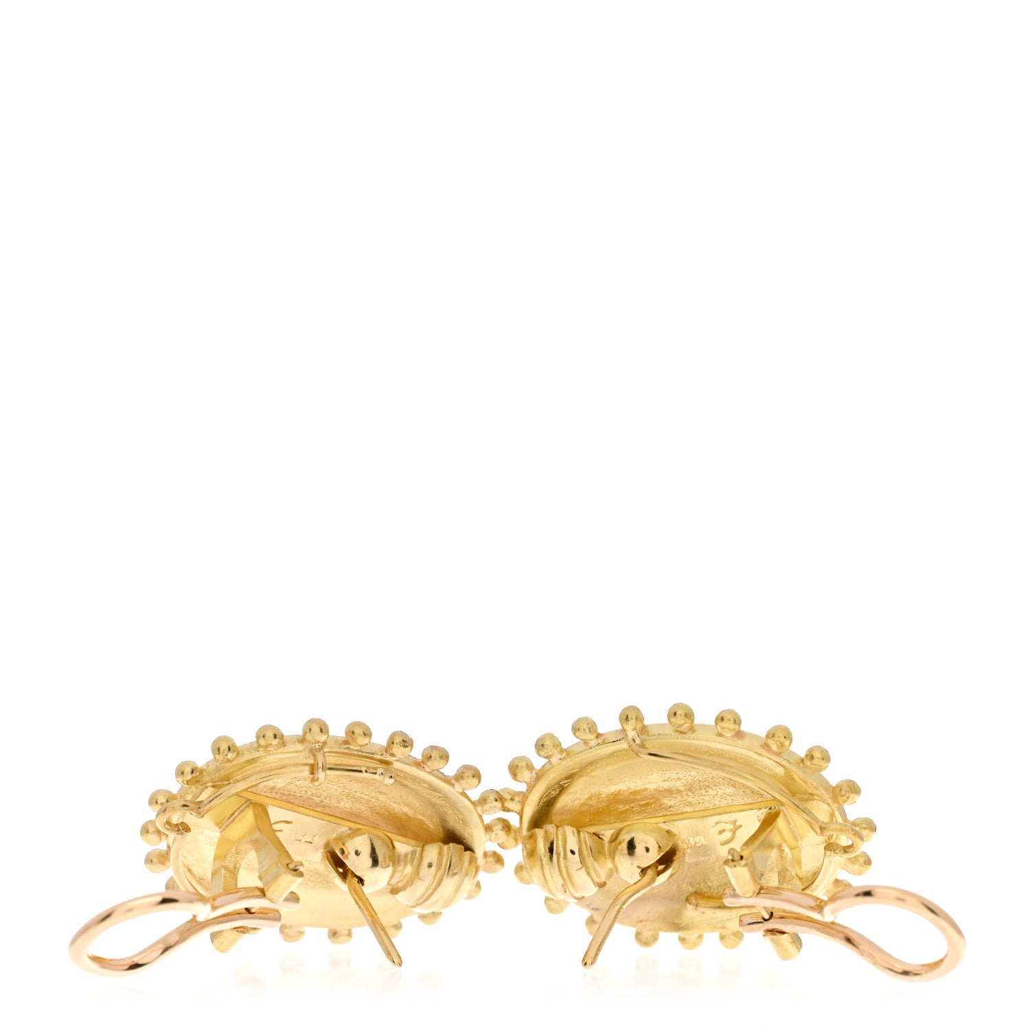 Elizabeth Locke 18K Yellow Gold Diamond Hammered Dome Stud Earrings 3 of 4