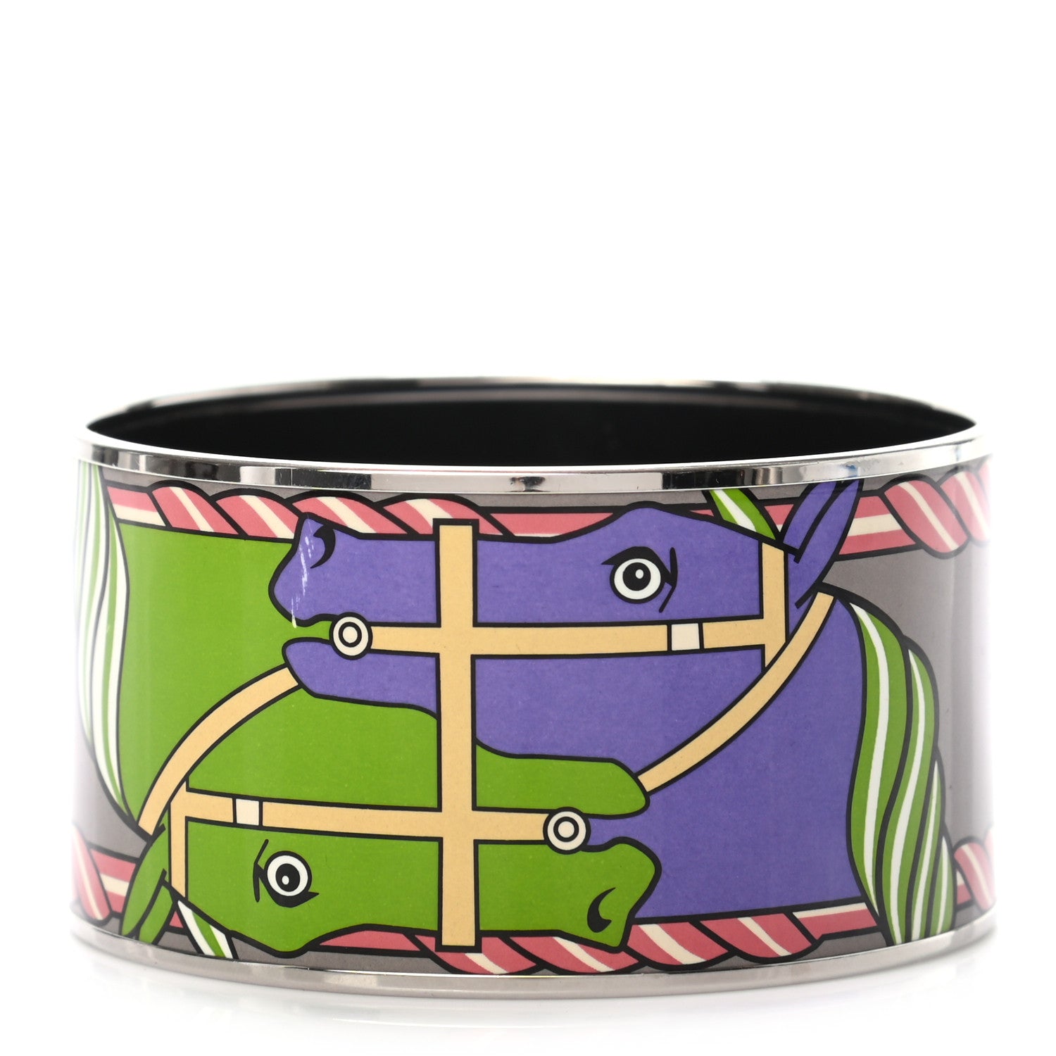 Hermes Enamel Printed Quadrige Extra Wide Bracelet 65 1 of 5