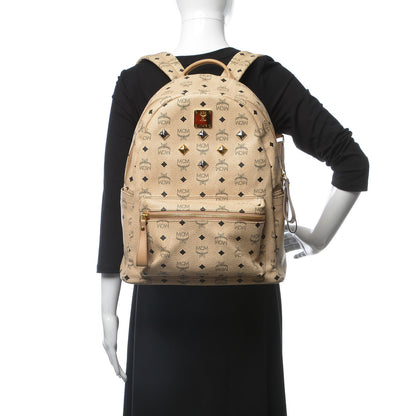 MCM Visetos Medium Studded Stark Backpack Beige 2 of 14